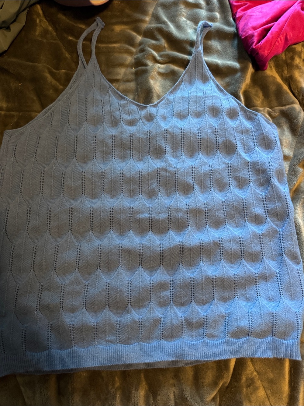 SHEIN Light Blue V-Neck Knit Tank Top